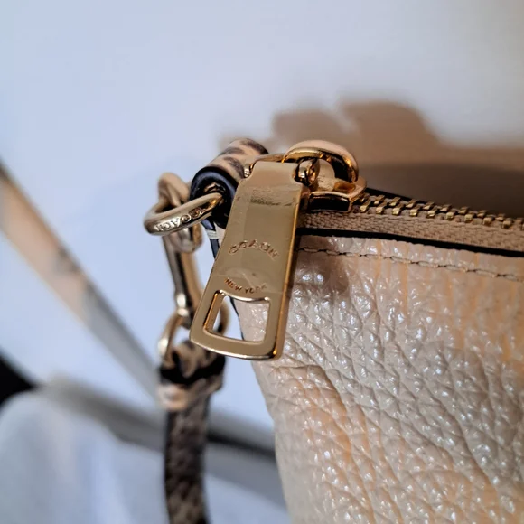 COACH Kacey Satchel Signature Crossbody Handbag Cream Snake Leather Exotic - Picture 11 of 13